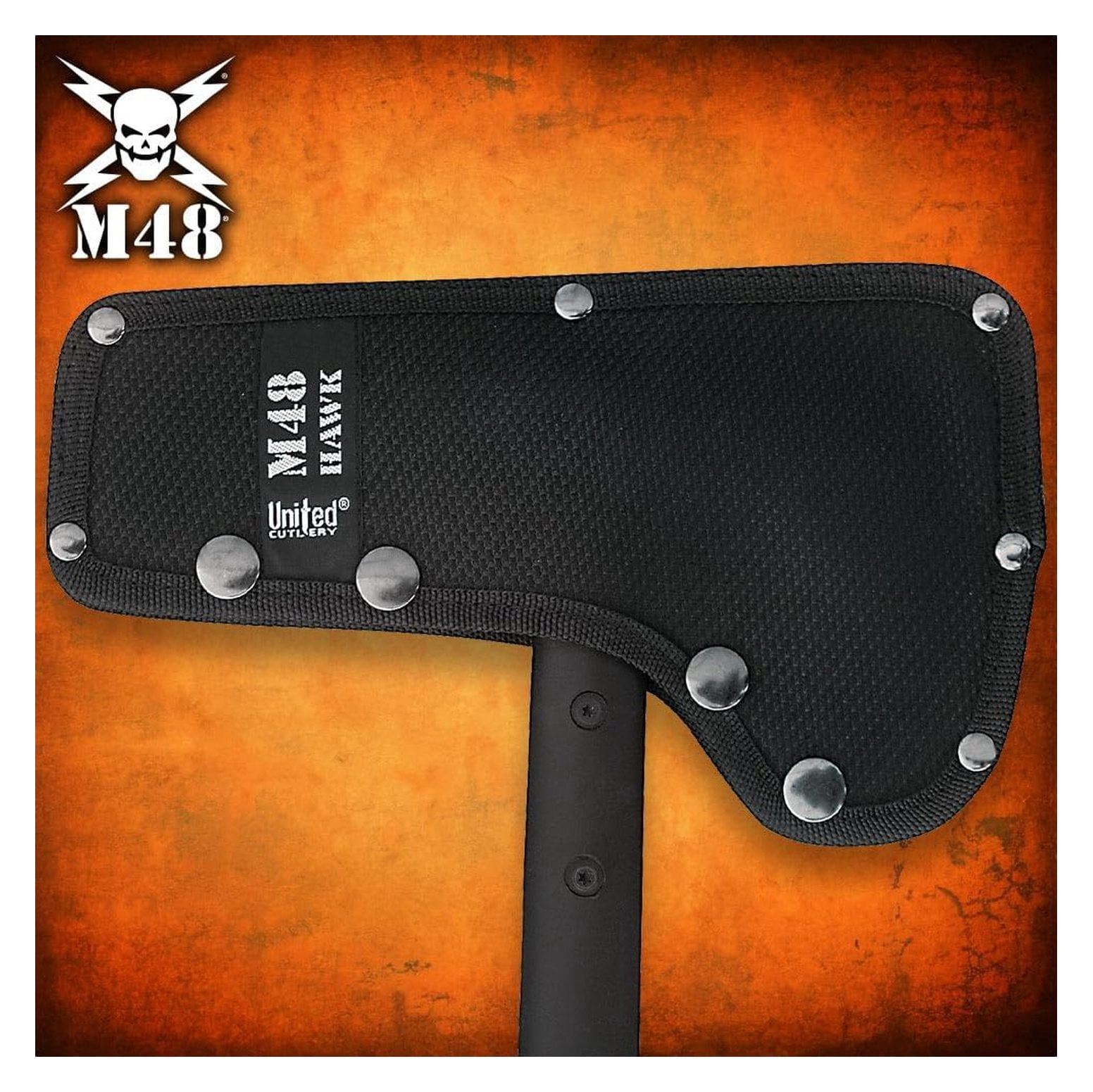 Tomahawk Military Axe - Black, 15 Inch Camping Hatchet with Sheath