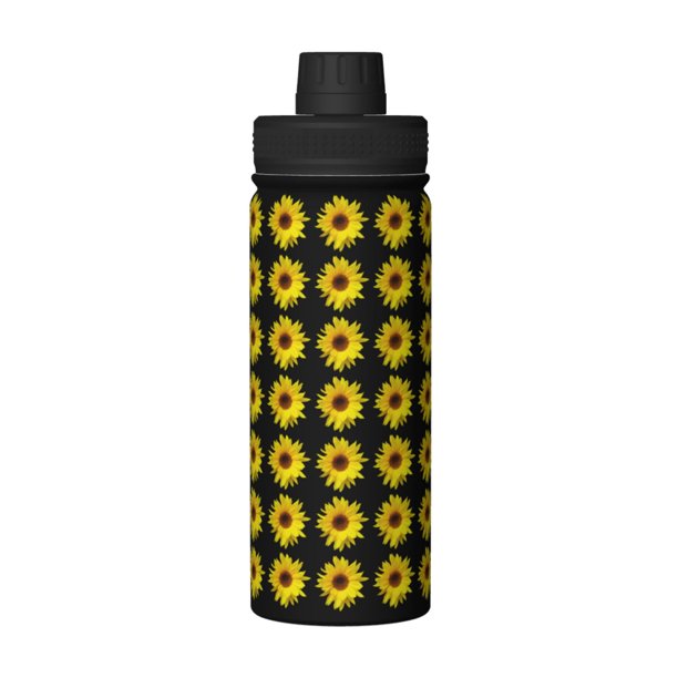 Yellow Sunflower 18 Oz Water Bottles Insulated Water Bottle Stainless Steel Thermos with Flip