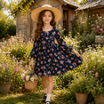 thumbnail image 5 of Lanbubble Girls Fall Dress Long Sleeve Floral Tiered Casual Flowy Dresses Square Neck A Line 7-14Y, 5 of 5