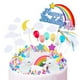 thumbnail image 1 of Juego de 21 banderas para pastel de feliz cumpleaños con unicornio, nubes, estrellas, luna y arcoíris., 1 of 5