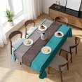 thumbnail image 3 of Aqua Grey Table Cloth Waterproof Tablecloths, Vintage Stripe Farmhouse Wood Grain Ombre Tablecloth Dining Table Cover for Kitchen Party Tabletop Outdoor, Rectangle Tablecloth 54x108 Inch, 3 of 9