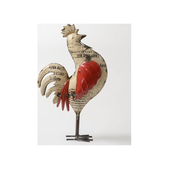 De Kulture Works handcrafted recycled iron rooster large decorative collectible figurine|ideal for garden balcony terrace decoration, 4x11x18 (LWH) inches