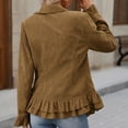thumbnail image 7 of Cmtiyu Ruffled Jackets for Women Long Sleeve Lapel Button Down Khaki Corduroy Jacket Dressy Casual Lightweight Fall Jacket S-3XL, 7 of 7