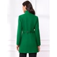 thumbnail image 3 of DARING DIVA Women's Winter Trench Stand Collar Pea Double Breasted Overcoat M Dark Green, 3 of 6