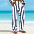thumbnail image 4 of Uwinwear Men's Striped Pants Casual Color Block Straight-Legs Long Pants Casual Big & Tall Flat Front Business Trousers with Pockets,Dark Blue,M, 4 of 5