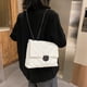 thumbnail image 3 of Simple Lattice Pattern Totes PU Mujer Cadena Hombro Messenger Bag (Blanco), 3 of 4