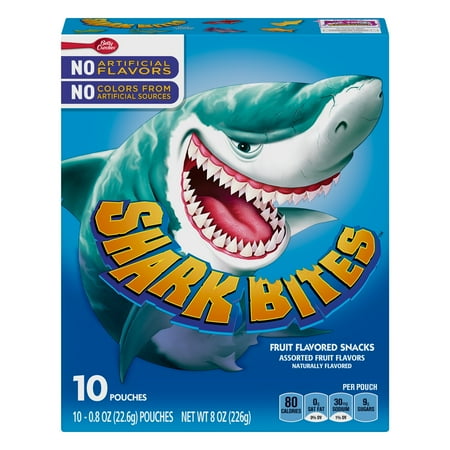 Shark Bites Fruit Flavored Snacks Assorted Flavors 10 ct 8 oz