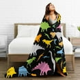 thumbnail image 5 of Types of Colorful Dinosaur Flannel Fleece Bed Blanket Throw Blanket Lightweight Cozy Plush Blanket for Bedroom Living Rooms Sofa Couch 50"x60", 5 of 6