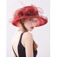 thumbnail image 4 of Women Derby Fascinator Hat Organza Church Wedding Hat Wide Brim Cocktail Tea Party Hat, 4 of 5