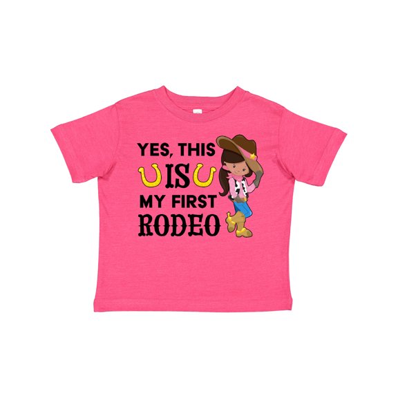Inktastic Yes, this IS my First Rodeo- cowgirl in hat and boots Girls Toddler T-Shirt