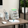 thumbnail image 3 of Mind Reader Desktop Accessory Storage, Paper Binder Clip Basket, Workspace, Office, Metal Mesh, 4.75"L x 5"W x 8"H, White, 3 of 8