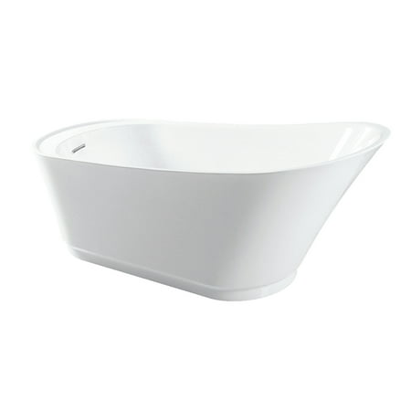 Kingston Brass VTRS592826 60-Inch Acrylic Oval Single Slipper Freestanding Tub with Drain in Glossy White