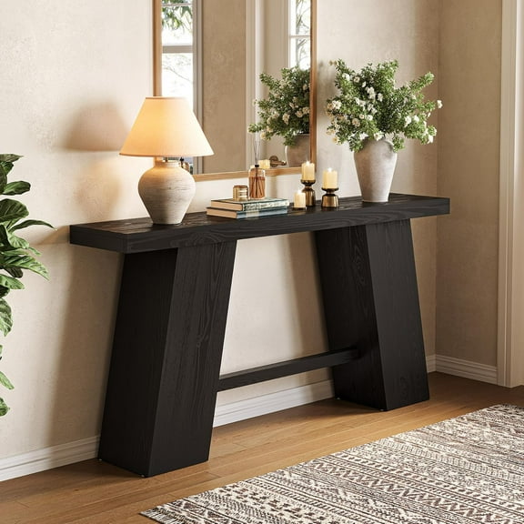 70.8-Inch Console Table, Black Narrow Modern Sofa Table for Entry