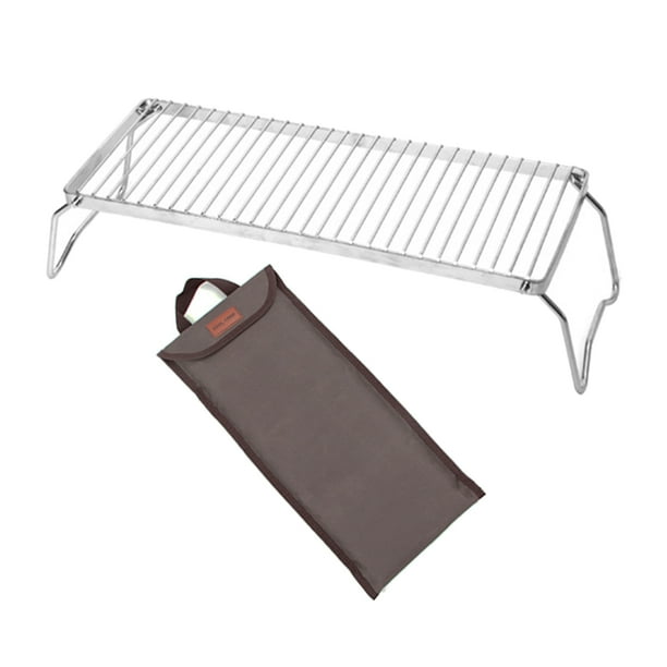 Parrilla de Camping portátil compacta de acero inoxidable, Camping, carbón, , , parrilla, , soporte de para mochilero, Sunnimix Parrilla plegable para fogata