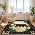 thumbnail image 3 of Design&I 9'x12' Washable Area Rug Cabin Wildlife Sunset Border Woodland Bathroom Medieval Print for Master Suite, Under Bed, Sleek Flatweave Pet Friendly, 3 of 7
