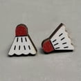 thumbnail image 5 of New Small Wood Badminton Roller Skate Bowling Stud Earrings Women Sports Jewelry, 5 of 8