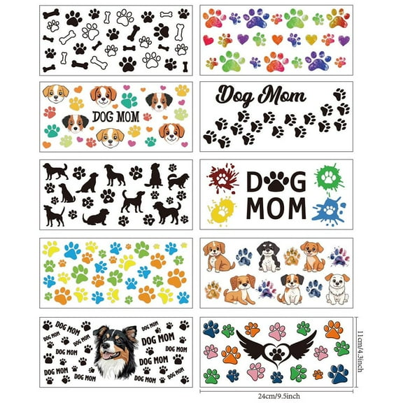 PVC DIY Heat Transfer Paper for UV Sublimation Cup Dog 110x240mm 10 style 1pc/style 10pcs/set 1 Set