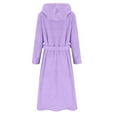 thumbnail image 6 of Girls Fleece Robe with Pockets Bear Ear Hooded Flannel Bathrobe Kids Belted Soft Plush Fuzzy Pajamas Sleepwear (14 Years, Purple), 6 of 7