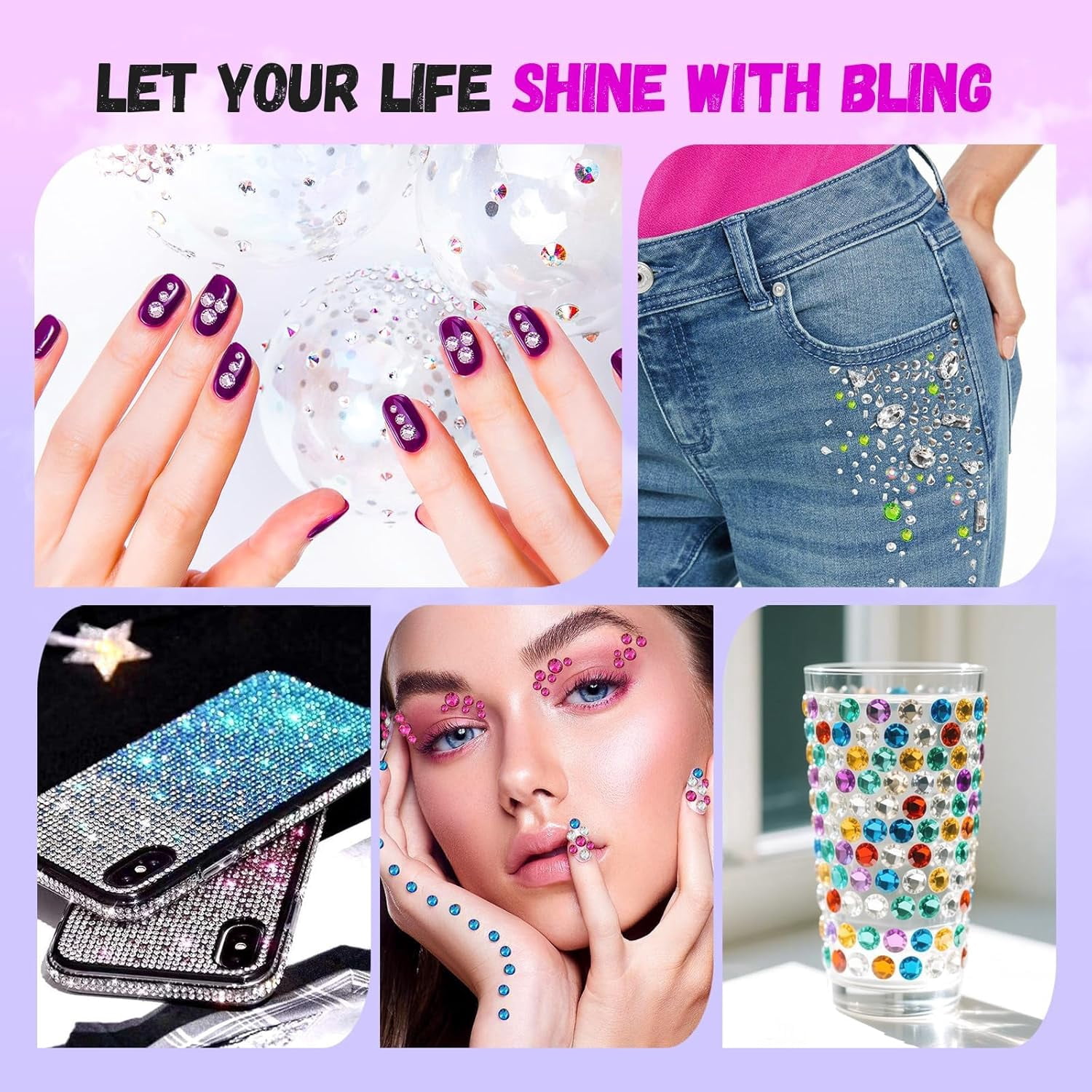 24 colors Resin Jelly Rhinestones For Bedazzling Flatback Gems Craft Kit With Glue Multicolor Essentials Set For DIY Clothing Shoes Nails Diamond Art