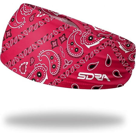 Suddora Red Paisley Bandana Headband - Vintage and Fashionable Headbands Indoor Outdoor Use Breathable & Non-Slip Fabric Unisex Head Accessory for Bikers Halloween