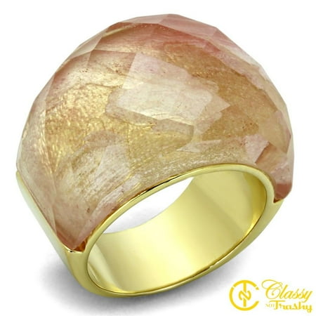E40 Peach - Classy Not Trashy® Light Peach Synthetic Brass Women's Ring Size 6