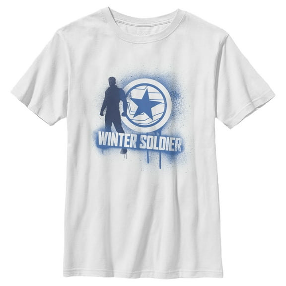Boy's Marvel The Falcon and the Winter Soldier Bucky Spray Paint  Graphic Tee White X Small