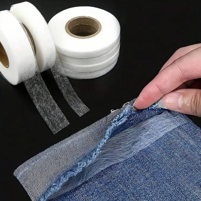 Ruban d'Ourlet en Tissu Double Face, Sans Couture Adhésive pour Pantalons et Rideaux, Ruban à Repasser à Forte Adhérence pour Réparation de Vêtements Diy, Largeur 1,2 cm (1 Rouleau)