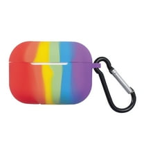 For Apple AirPods Pro Case, Silicone Protective Cover with Keychain for Women Men, Rainbow