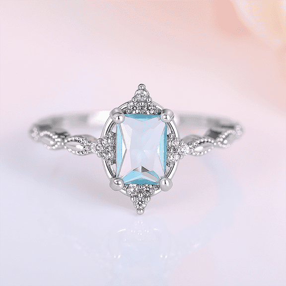 Z.LP Jewelry Sky Blue Topaz - Vintage Silver - Plated Ring