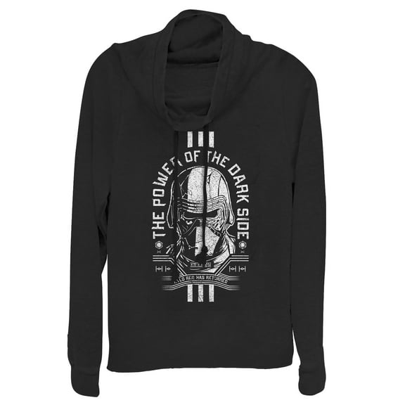 Junior's Star Wars: The Rise of Skywalker Cracked Kylo  Cowl Neck Sweatshirt Black X Large