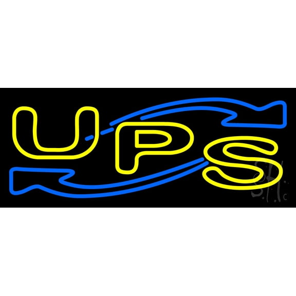 UPS Double Stroke LED Neon Sign 10 x 24 - inches, Black Square Cut Acrylic Backing, with Dimmer - Bright and Premium built indoor LED Neon Sign for Store interior and stroefront