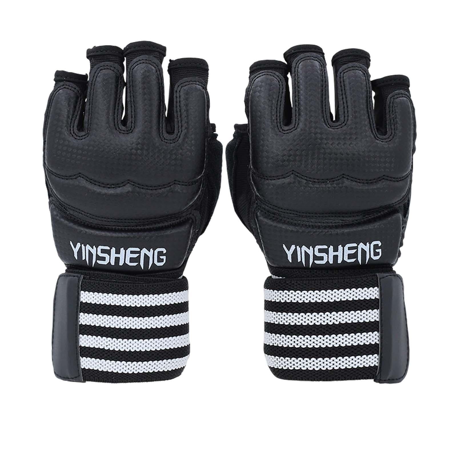DimyFew 2 Pieces Boxing Training Gloves Half Finger PU Punching Mitts Cylindrical Fixing XS