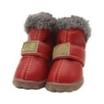 thumbnail image 4 of Methold 4pcs zapatos para mascotas botas de nieve impermeables cuero de la PU calzado de invierno para mascotas Ropa para mascotas rojo tipo 5 Methold PT000057-15B, 4 of 6