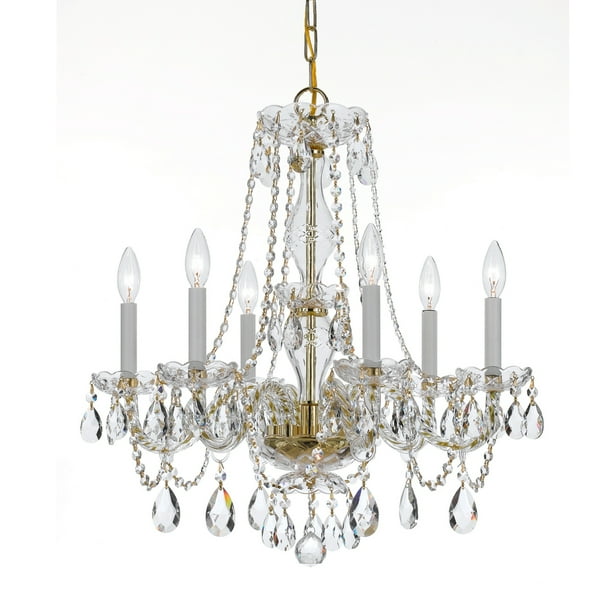Crystorama 5086 Pb Cl S Swarovski Strass Crystal Chandelier Polished Brass Com Crystorama 5086 Pb Cl S Swarovski, Swarovski Crystal And Brass Chandelier