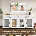 thumbnail image 6 of Double Dog Crate Furniture, 71'' Large Dog Kennel Indoor with 3 Storage Drawers and Removable Divider for 2 Dogs, Heavy Duty Decorative Dog House TV Stand Side Table for Medium Large Dog, 6 of 7