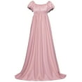 thumbnail image 2 of Women Maxi Dresses Crewneck Pleated Dress High Waistline Ruffled Puff Sleeve Court Costume Wedding Party Swing Dress, 2 of 2