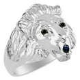 thumbnail image 4 of RYLOS 14K White Gold Lion Head Ring;  Black Diamonds Eyes & Gemstone  in Mouth Fun Designer Rings - Sapphire Mens Jewelry Size 6, 4 of 9