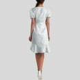 thumbnail image 5 of gcong Jacquard Dress Women Lace Floral Textured Midi Dress Puff Short Sleeve Wedding Guest Bodycon Pencil Dresses Womens Dresses 2025 White, 5 of 8