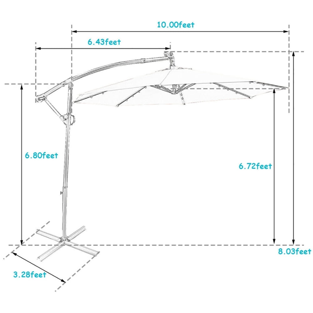 Aimee Lii 10FT 360° Rotation Solar Powered LED Patio Offset Umbrella, Table Umbrella Outdoor Patio, Turquoise Aimee Lii 10FT 360° Rotation Solar Powered LED Patio Offset Umbrella, Table Umbrella Outdoor Patio, Turquoise