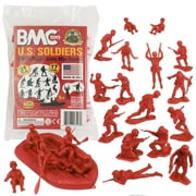 BMC Marx Plastic Army Men US Soldiers - Red 31pc WW2 Figures - Made in USA