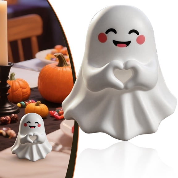 1 PC Halloween Ghost Figurine Unique Spooky Statue | Cartoon Mini Resin Statues Cute Ghost Desk,Ornament for Halloween,Office Room Desk Tabletop Display Decorative Supplies