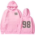 thumbnail image 2 of HAYIMI Women Leopard Number 98 Print Sweatshirt Oversized Hoodie Loose Long Sleeve Pullover with Drawstring Pocket Vintage Graphic Hooded Tops for Fall Winter Daily Walking, 2 of 4