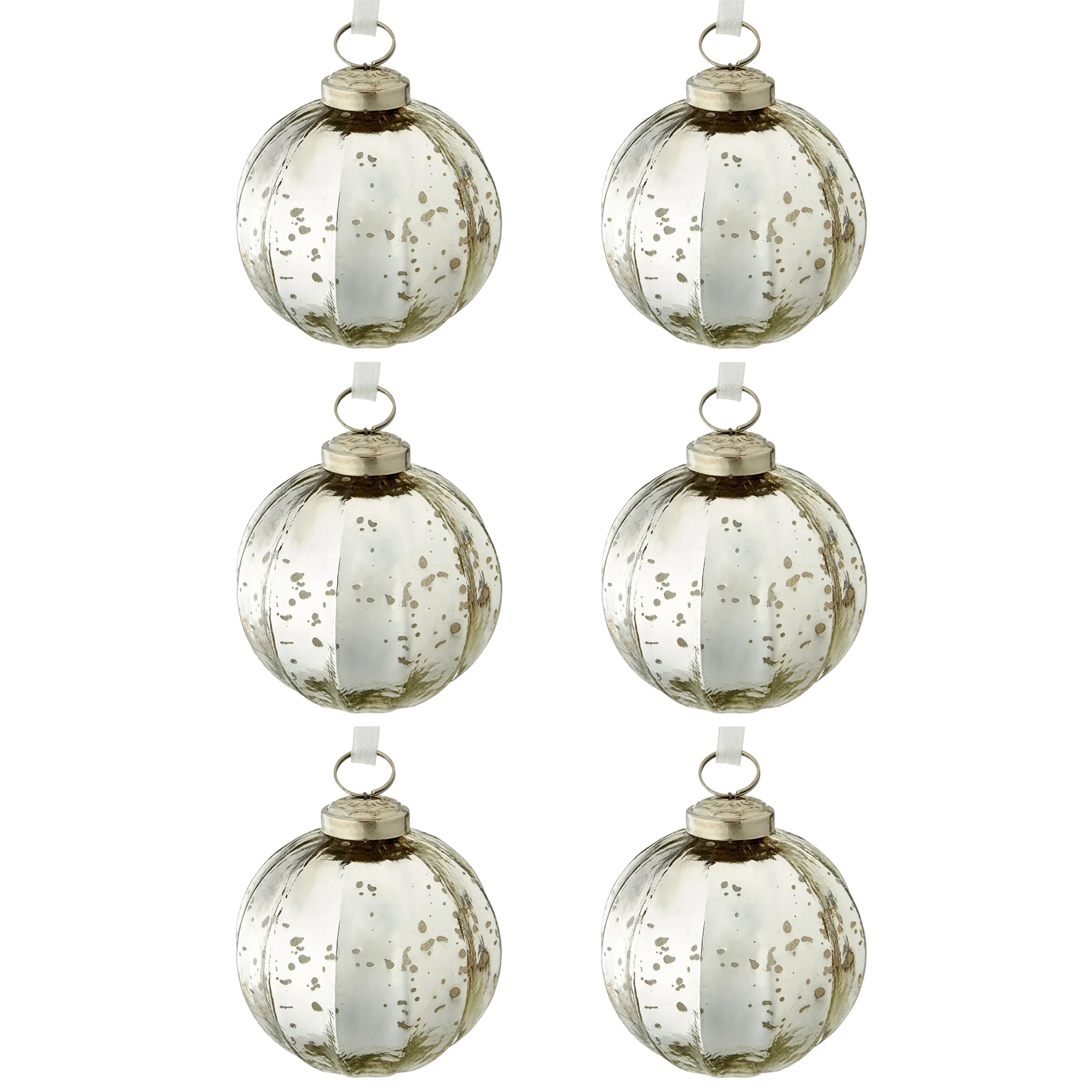 6-Count Silver Mercury-Style Glass Ball Christmas Ornaments, 3.3", by Holiday Time