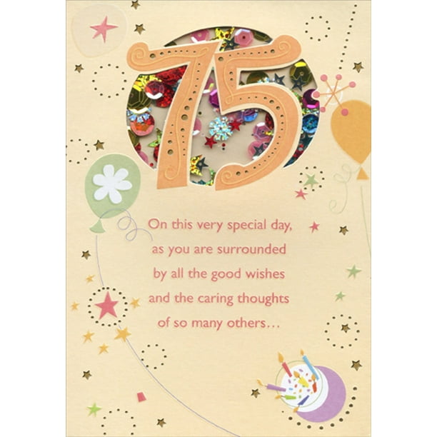 Designer Greetings Very Special Day Sequin Filled Die Cut Window Age 75 75th Birthday Card Walmart Com Walmart Com