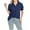 Blue, variant on yillto Womens Chiffon Blouse V Neck Pleated Puff Short Sleeve Dressy Shirts Causal Business Tunic Tops