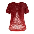 thumbnail image 4 of BDPORKAS Women's Christmas Nursing Uniform Cute Santa Snowman Print Scrub Tops with Two Pockets Short Sleeve V Neck Workwear Stretchy Working Uniform Scrubs, 4 of 5