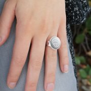 Green Lantern Blackest Night White Lantern Logo Silver Plated Adjustable Novelty Ring