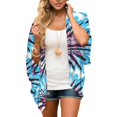 thumbnail image 2 of Trendfront Womens Tie Dye Kimono Cardigan Short Sleeve Open Front Lightweight Loose Fit Casual Summer Beach Vacation Layering Cover Up, 2 of 9