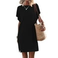thumbnail image 2 of B91xZ Robe Midi Summer pour Femmes 2024 Manches Courtes Col en V Robe Pull Boutonnée Tricotée Ajustée Élégante Maxi Robes, Noir TTG, 2 of 4