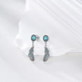 thumbnail image 3 of Feather Earring 925 Sterling Sliver Natural Turquoise Stone Eagle Feather Gift for Women, 3 of 6